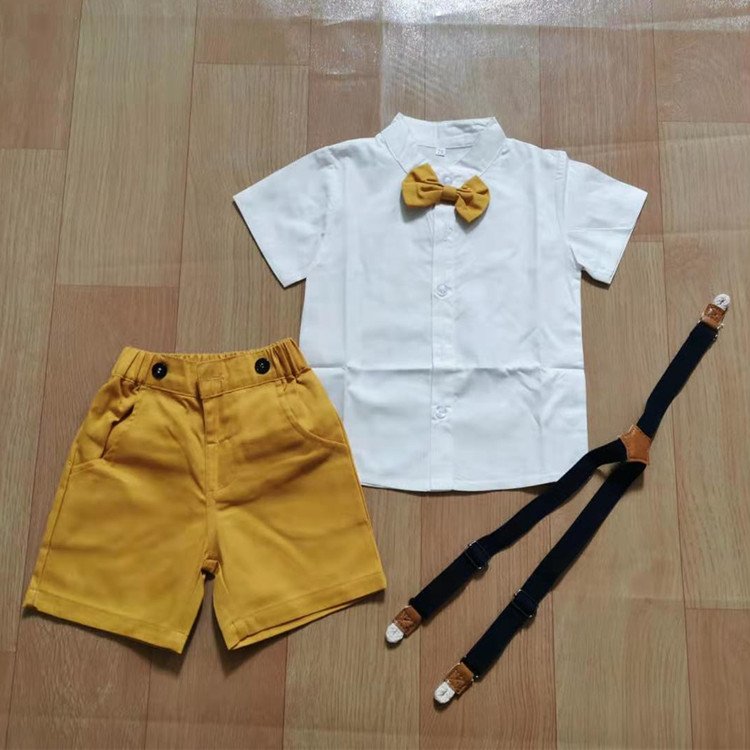 ZHG66 New arrival gentleman baby clothing set shirt with tie+pant newborn baby clothes sets
