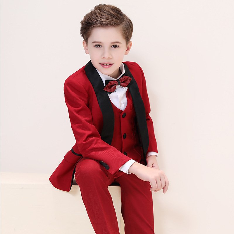Formal Elegant Gentleman Boy Suit Set Children 5 Piece Set Wedding Children's Suit Set Children's Dress Suit Jacket