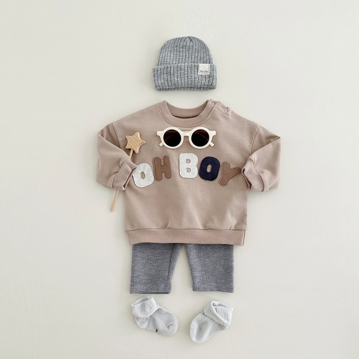Baby Boy Clothes Set Newborn Infant Autumn Spring Letter Patch Outfits Tops Pants Casual Infant Clothing 0-3Y