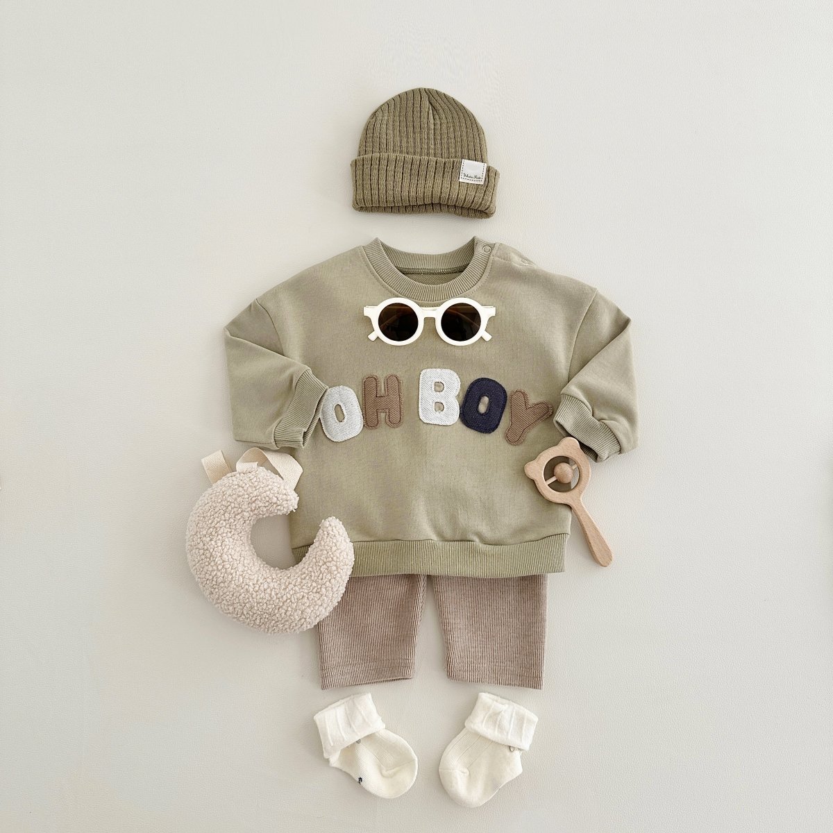 Baby Boy Clothes Set Newborn Infant Autumn Spring Letter Patch Outfits Tops Pants Casual Infant Clothing 0-3Y
