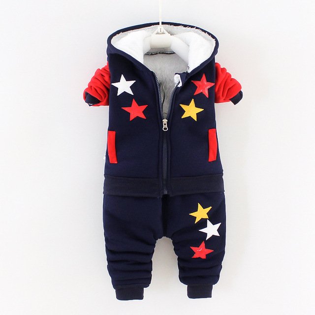 Wholesale kids boys clothing set kids winter clothing boys good quality casual style thicken hoodie pants 2pcs set