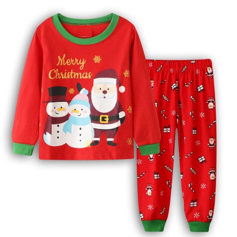 Childrenclothing long sleeves boys girls baby Christmas New Year cartoon shape underwear home clothes suit pajamas