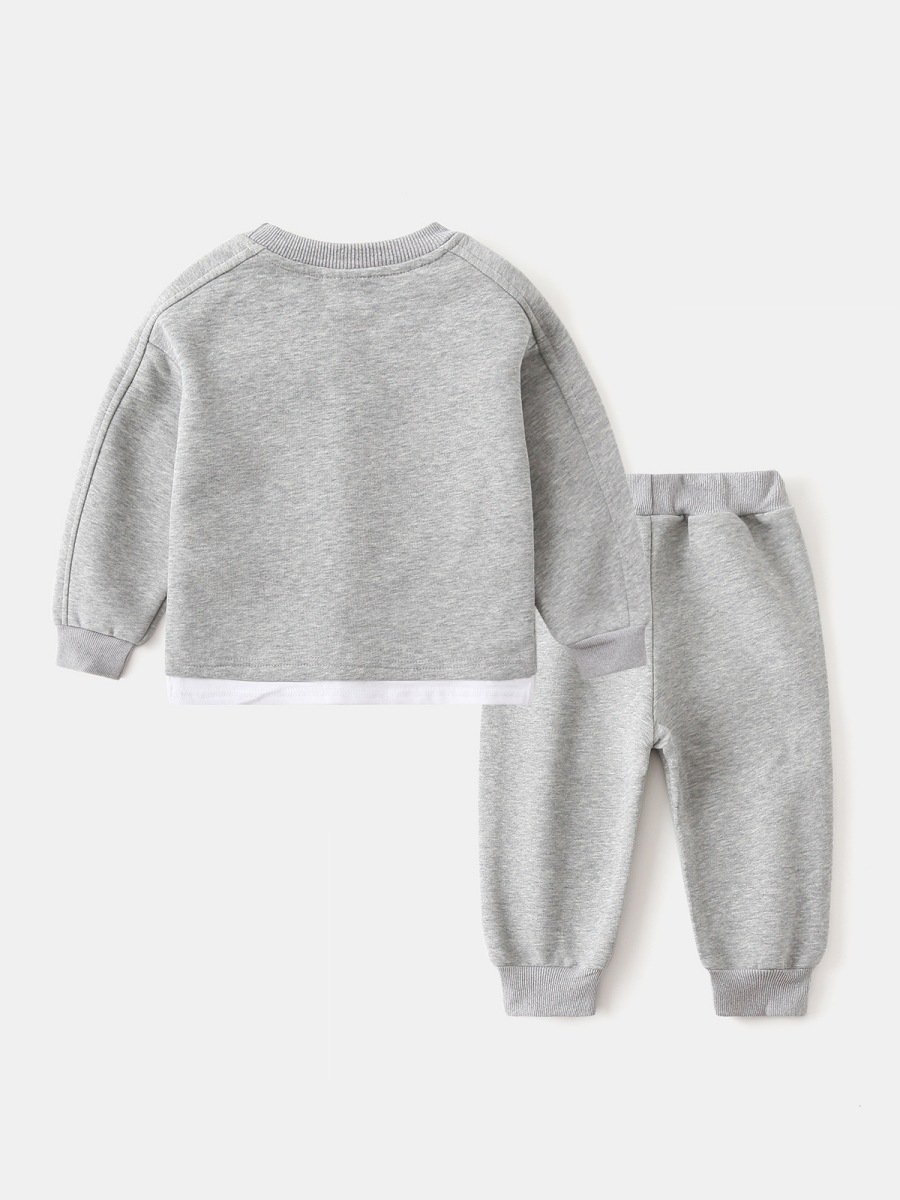 Wholesale Spring and Autumn Boys Clothing Set Baby Clothing Boys Two-piece Round Neck Pullover Sweatpants Two-piece Set