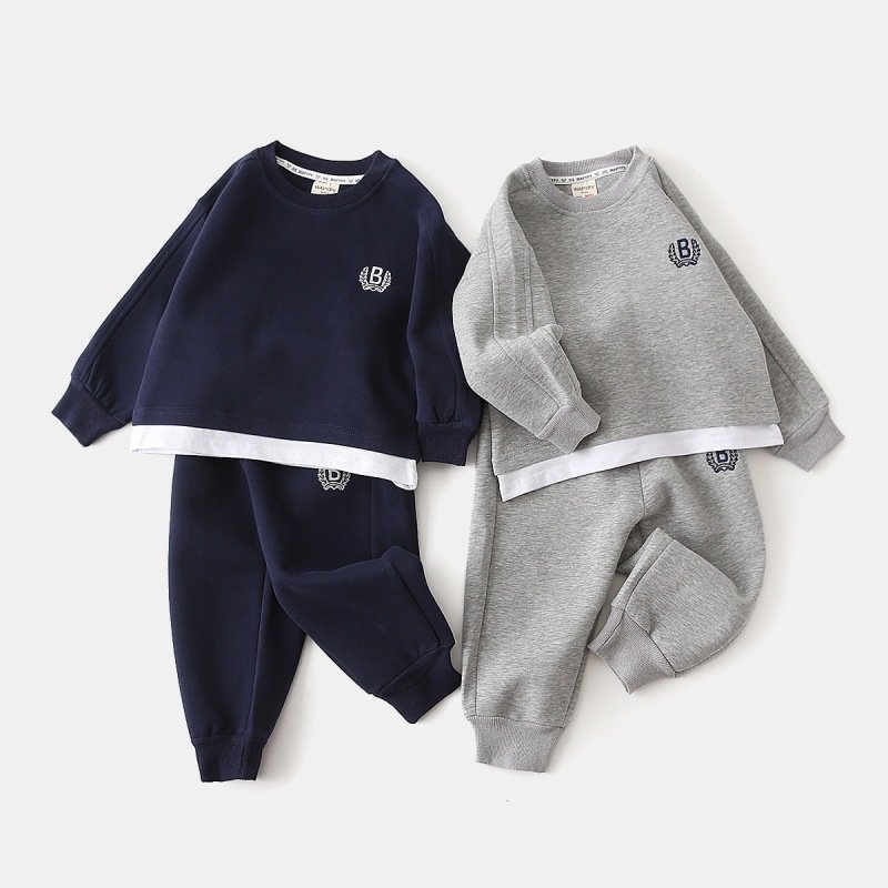 Wholesale Spring and Autumn Boys Clothing Set Baby Clothing Boys Two-piece Round Neck Pullover Sweatpants Two-piece Set