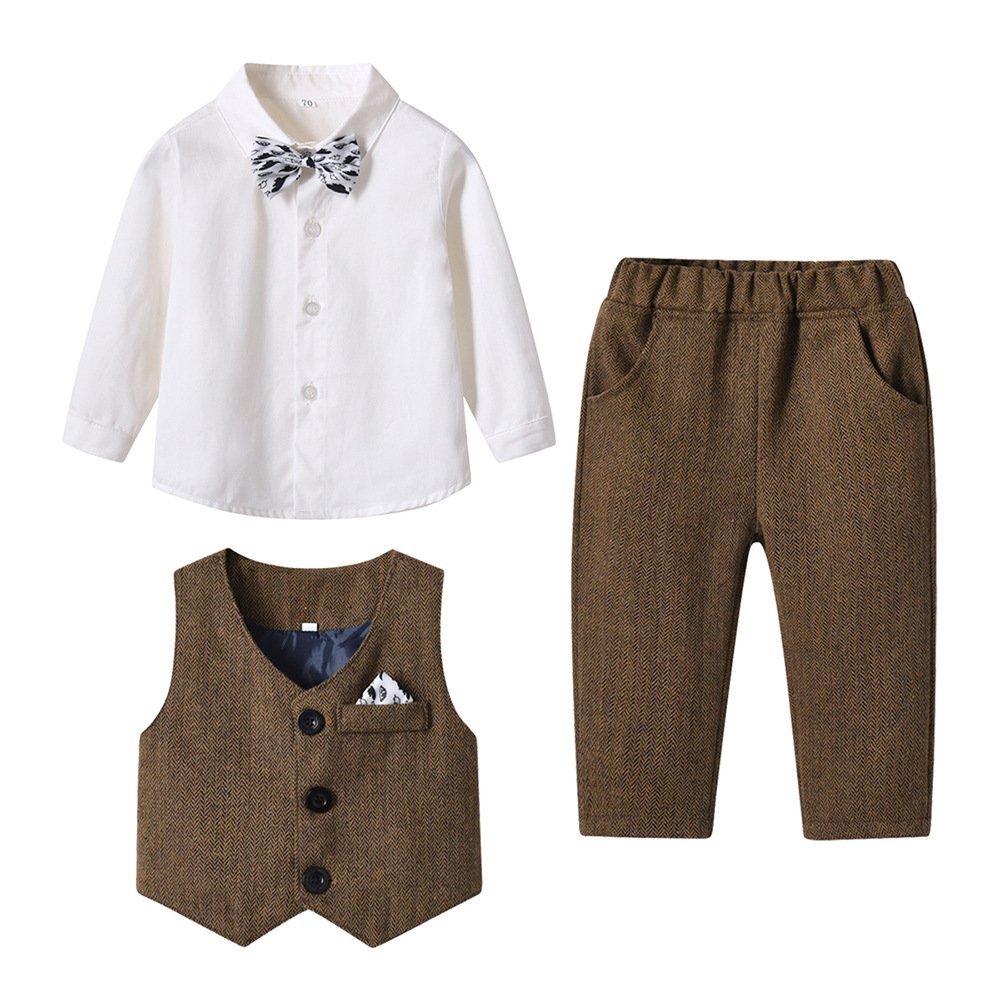 Wholesale boys clothing set 3 Pieces cotton Gentleman Formal Suit Set