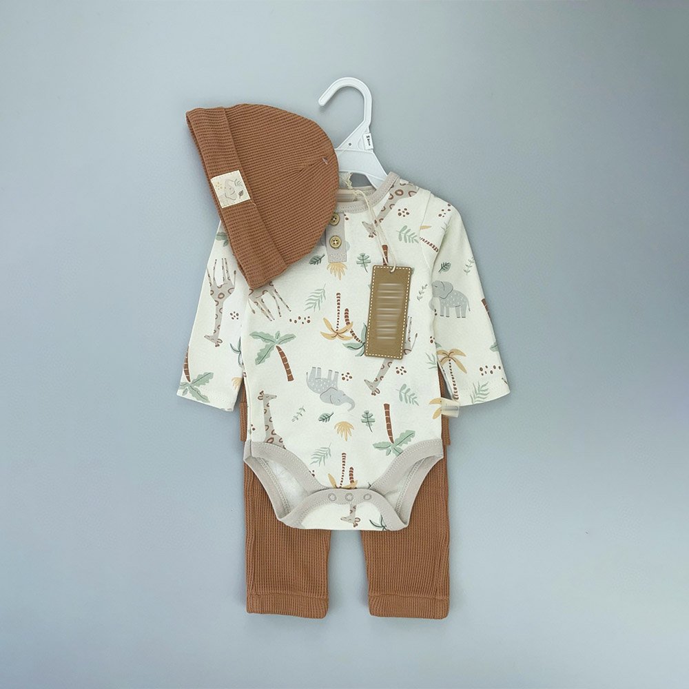 0-9 Months Newborn Baby Cotton Spring Autumn Long Sleeve Onesie Pants Headband 3 In 1 Clothing Set