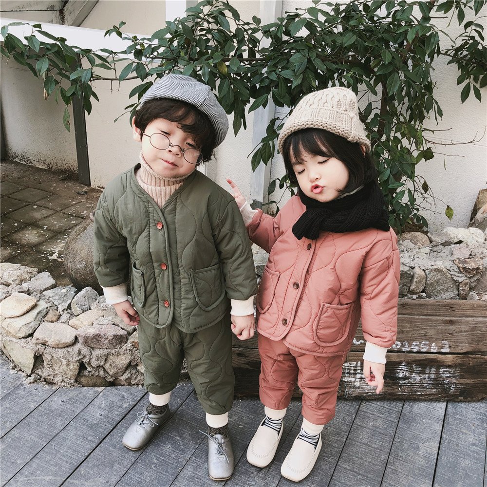Kids Baby Boy Winter Clothes Kids Clothings Set 2024 Winter Kids Long Sleeves Cotton Padded Jacket Boys Girls Clothes set