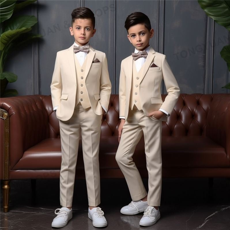 Custom Clothing Boys Wedding Formal Suit Kids Blazer Suits Jacket Vest Pants 3Pcs Child Tuxedo Prom Boy Costume Suits