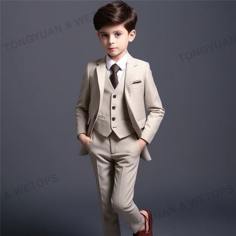 Custom Clothing Boys Wedding Formal Suit Kids Blazer Suits Jacket Vest Pants 3Pcs Child Tuxedo Prom Boy Costume Suits