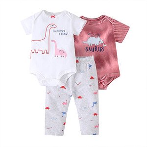 Cute Pattern Baby Clothing Sets Wholesale Casual Newborn Baby Clothes 3Pcs Romper Baby
