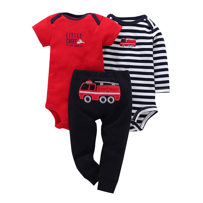 Cute Pattern Baby Clothing Sets Wholesale Casual Newborn Baby Clothes 3Pcs Romper Baby