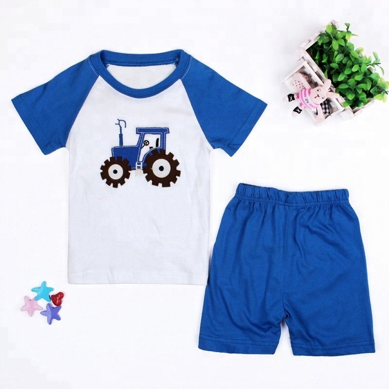 Wholesale Children Clothes Boutique Appliqued Boy Clothing Set