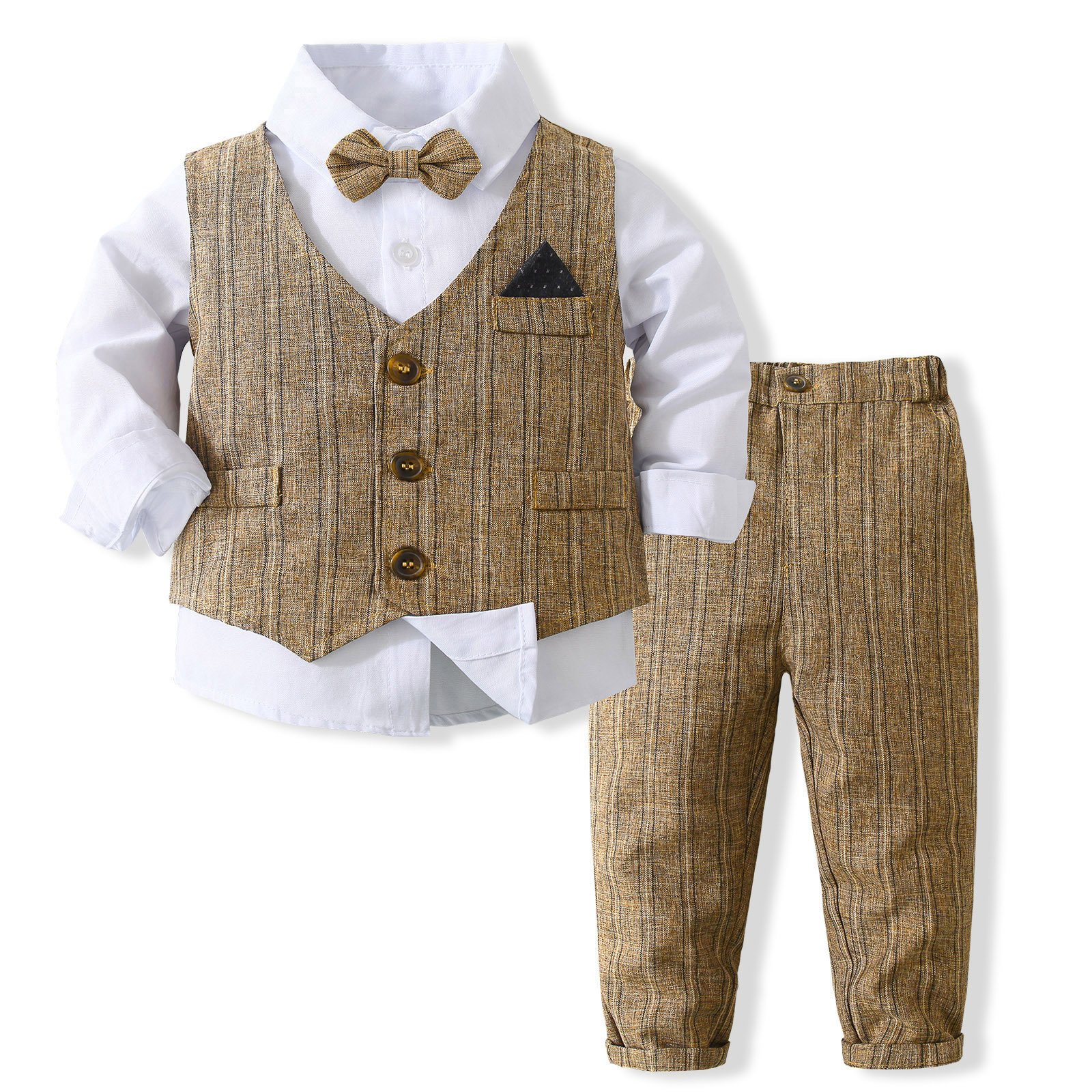 Children's Clothing Set Baby Clothing Boys Solid Color T-shirt Straps Shorts Short Sleeved Shirt Bowtie Gentleman 2-piece Set