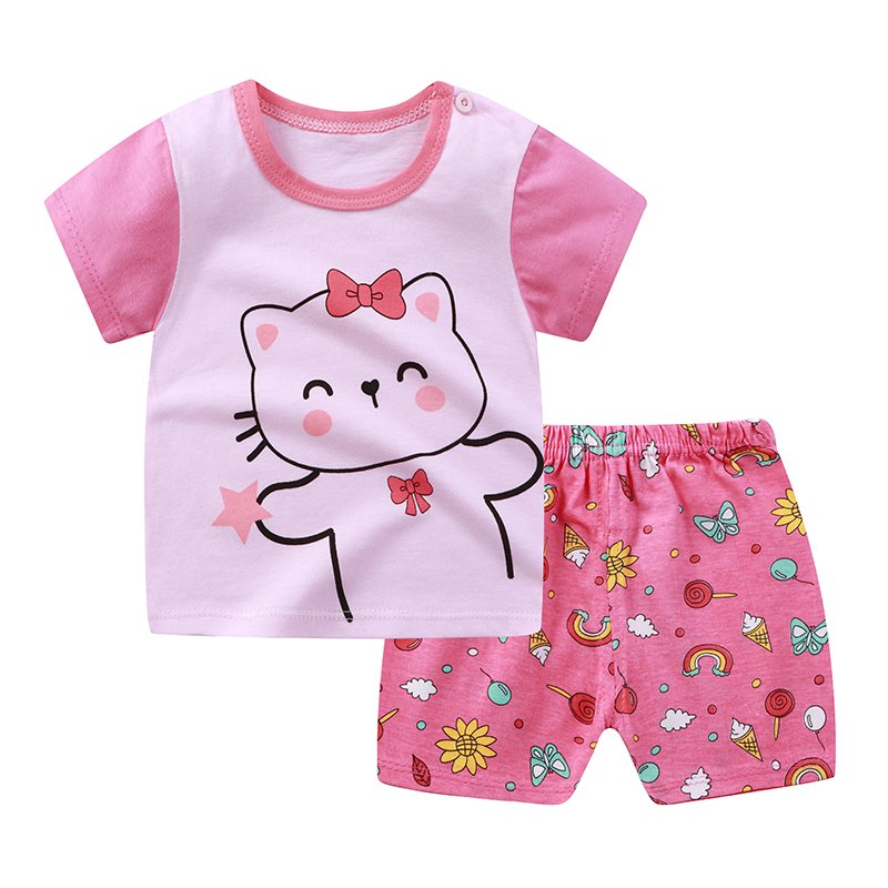 Newborn Baby Pajamas Sets Waffle Summer Cotton Clothing Boys Girls Outfits 2 Pieces Kids Clothing Sets