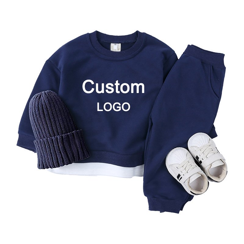 Custom Bamboo Clothing Infant Boy Sweat Suit plain baby sweater suit wholesale boys clothing sets Jersey Baby Clothes Set