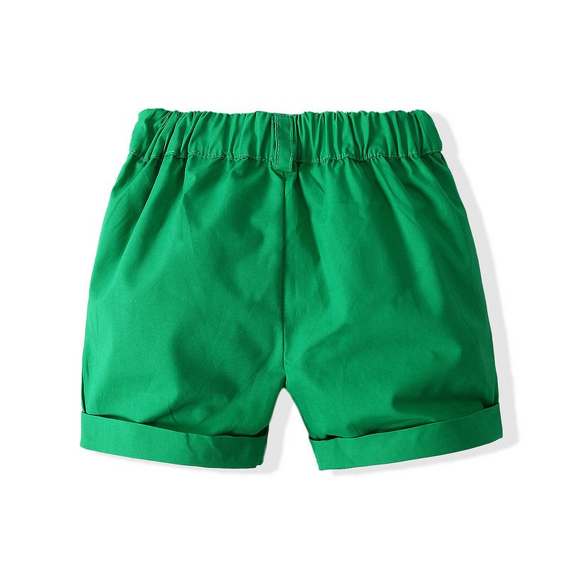 Custom Summer Boy Green Shorts Set Collection T-shirt+Shorts 2- Piece Beach Wear Toddler Boy Clothing Sets Kids Clothing Boys