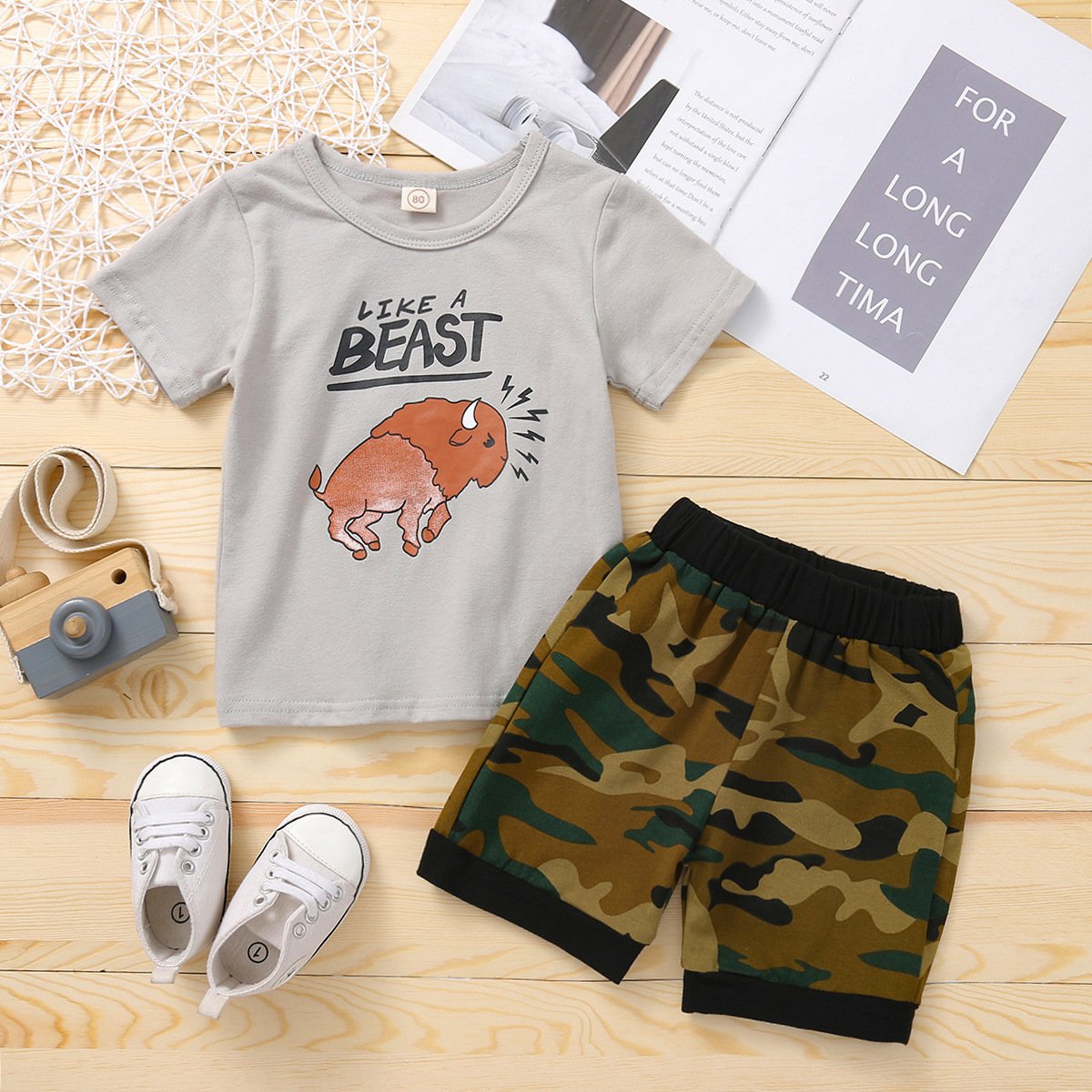 New Fashion Trendy Kids Clothing Sets for Summer Casual Style 100% Cotton Printed for 1to 4 Years Boy