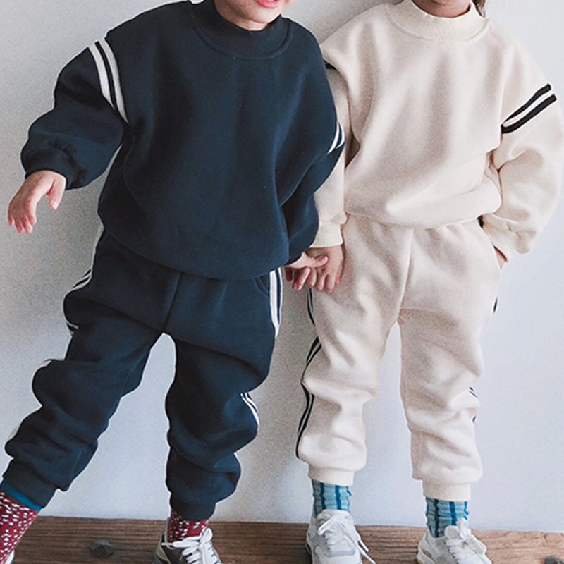 Autumn Winter Fleece Sweater and Fleece Pant Children Clothes Boy Clothing Set