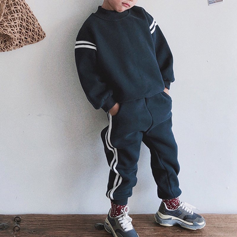 Autumn Winter Fleece Sweater and Fleece Pant Children Clothes Boy Clothing Set