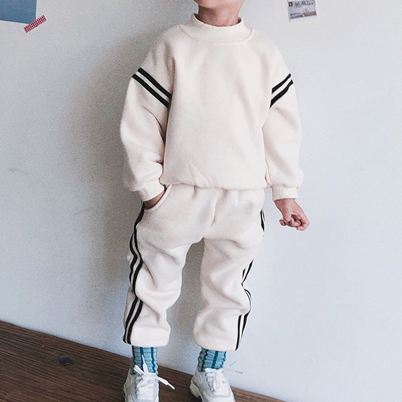 Autumn Winter Fleece Sweater and Fleece Pant Children Clothes Boy Clothing Set
