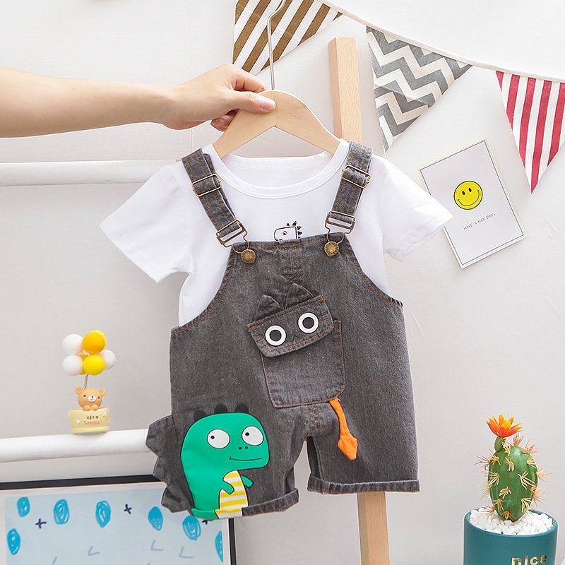 Customized Boy Summer Clothes 1-4 Years O-neck Cartoon Denim Overalls Clothes Boys Spring Clothing fashion Jeans Sets
