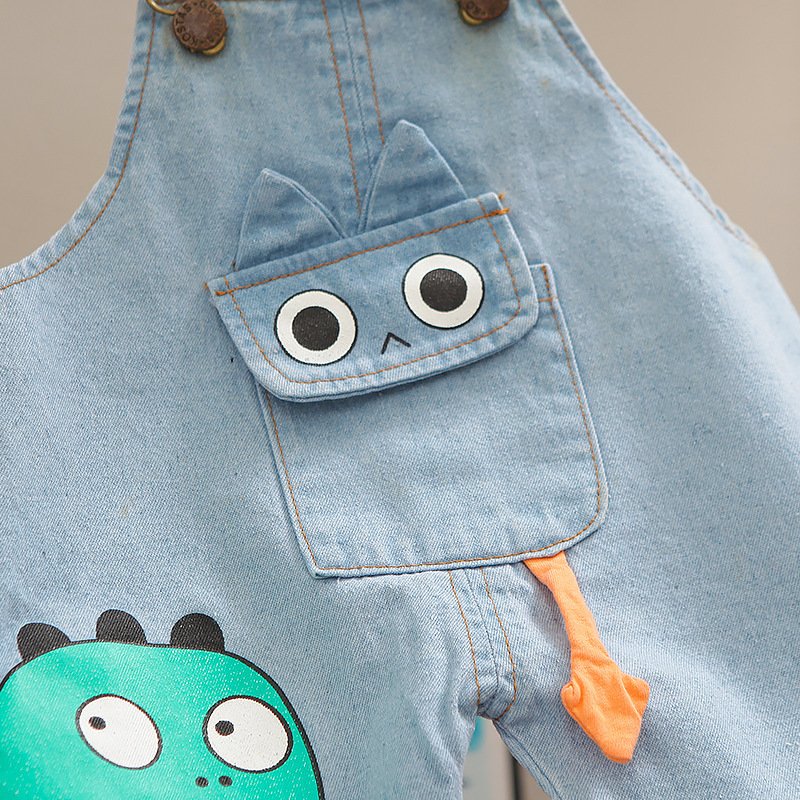 Customized Boy Summer Clothes 1-4 Years O-neck Cartoon Denim Overalls Clothes Boys Spring Clothing fashion Jeans Sets