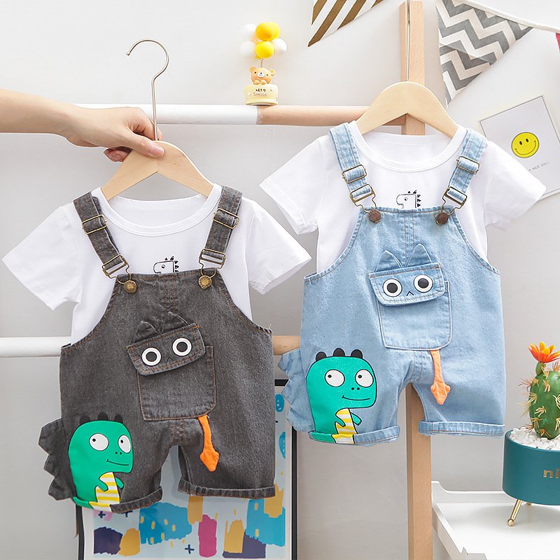 Customized Boy Summer Clothes 1-4 Years O-neck Cartoon Denim Overalls Clothes Boys Spring Clothing fashion Jeans Sets