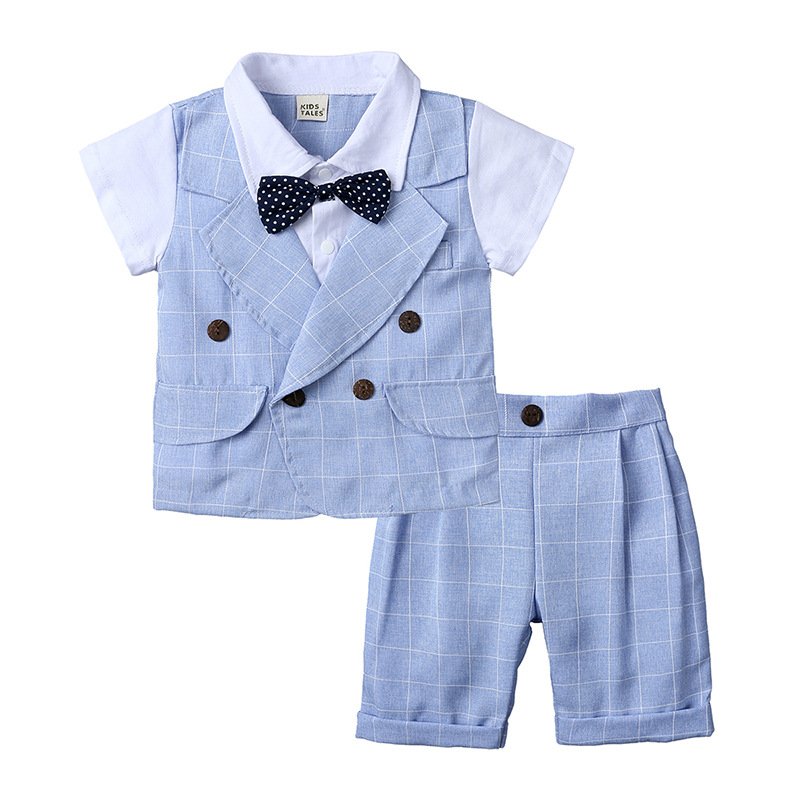 Wholesale Factory Fashion Baby Boys Summer Clothing Sets Cotton Baby Formal Suits Custom Kids Clothes Set