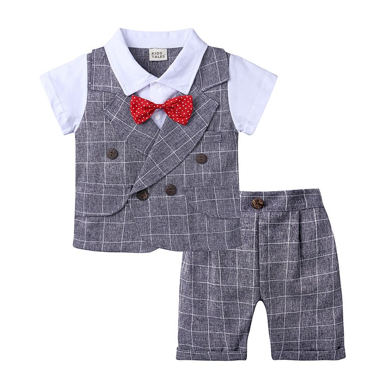 Wholesale Factory Fashion Baby Boys Summer Clothing Sets Cotton Baby Formal Suits Custom Kids Clothes Set