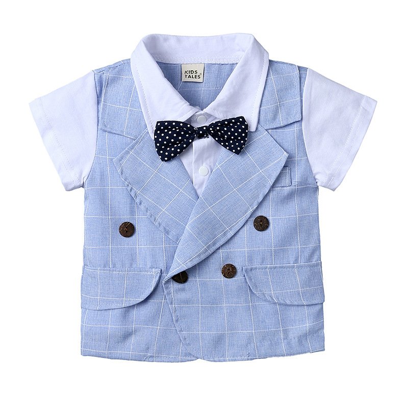 Wholesale Factory Fashion Baby Boys Summer Clothing Sets Cotton Baby Formal Suits Custom Kids Clothes Set