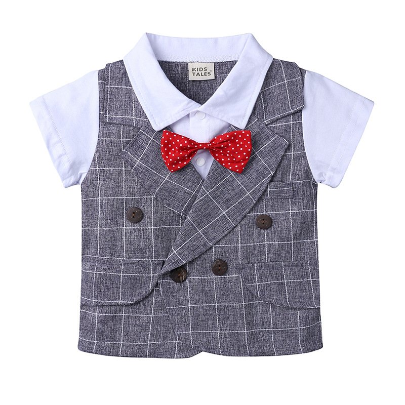 Wholesale Factory Fashion Baby Boys Summer Clothing Sets Cotton Baby Formal Suits Custom Kids Clothes Set