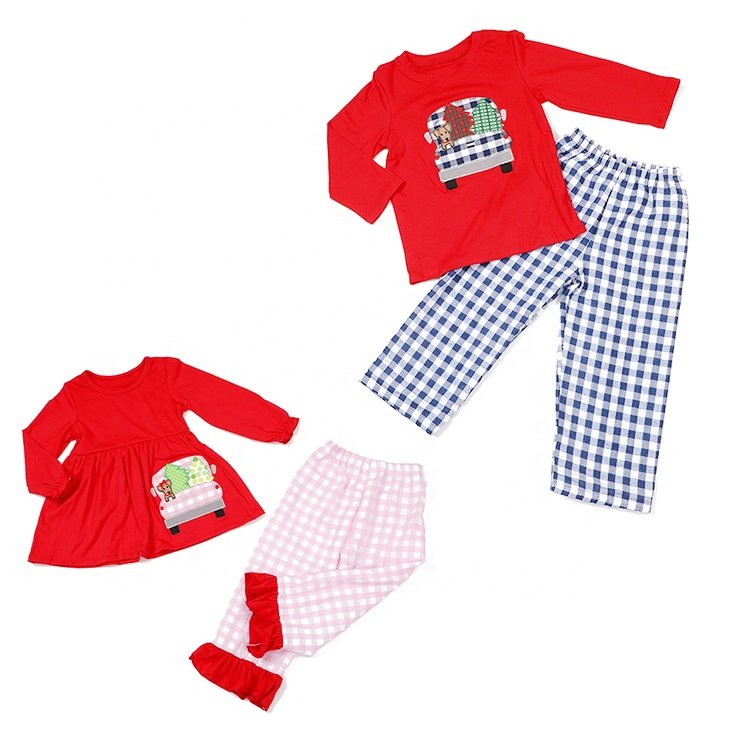 Custom Kids Christmas Matching Clothing Sets Wholesale Vintage Green French knot Toddler Family Match Smocked Santa Face Outfits