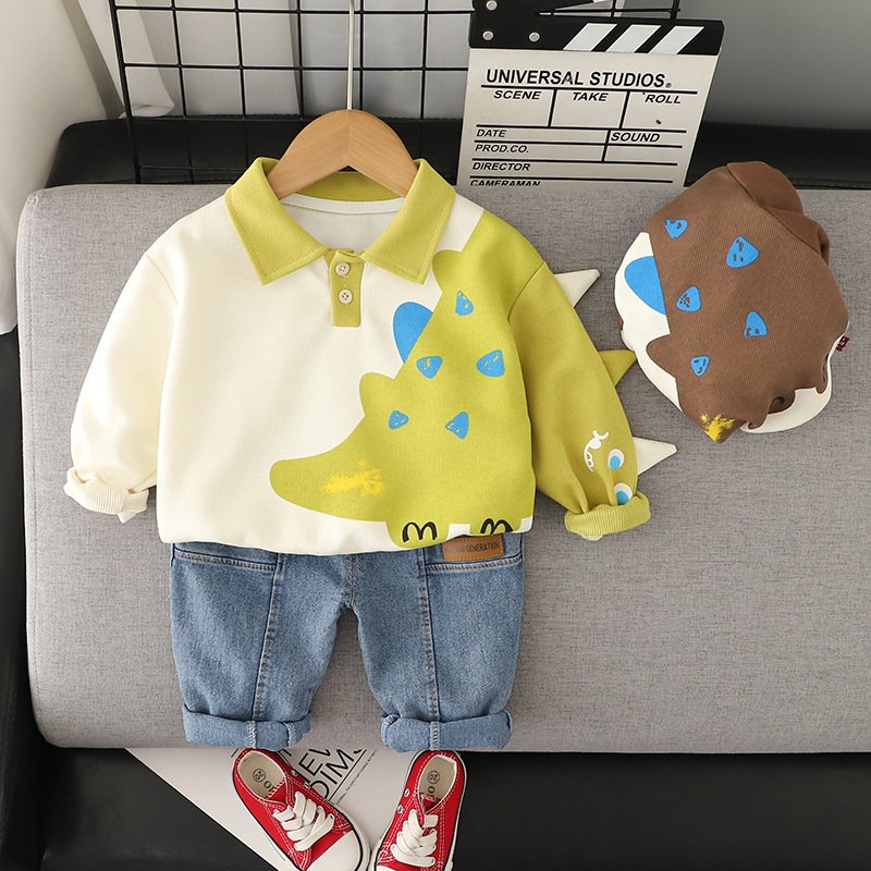 Hao Baby New Children's Long Sleeve Round Neck Set Girls' Summer Wear Boys' Korean Version Long Pants Treasure Clothing