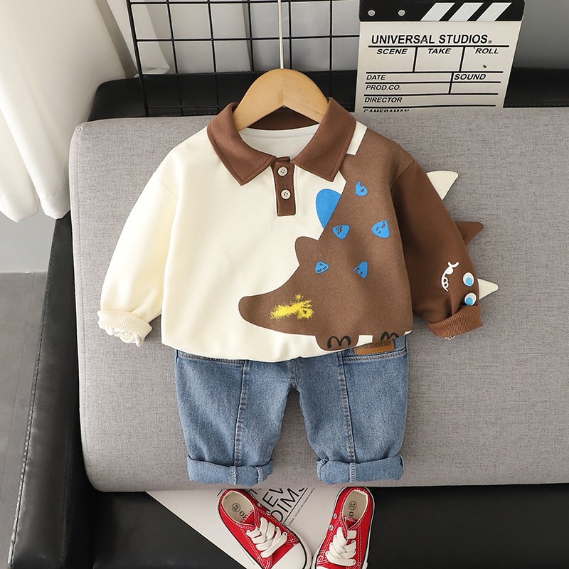 Hao Baby New Children's Long Sleeve Round Neck Set Girls' Summer Wear Boys' Korean Version Long Pants Treasure Clothing