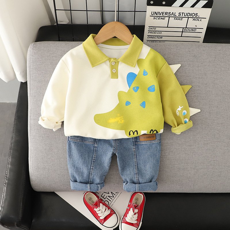 Hao Baby New Children's Long Sleeve Round Neck Set Girls' Summer Wear Boys' Korean Version Long Pants Treasure Clothing