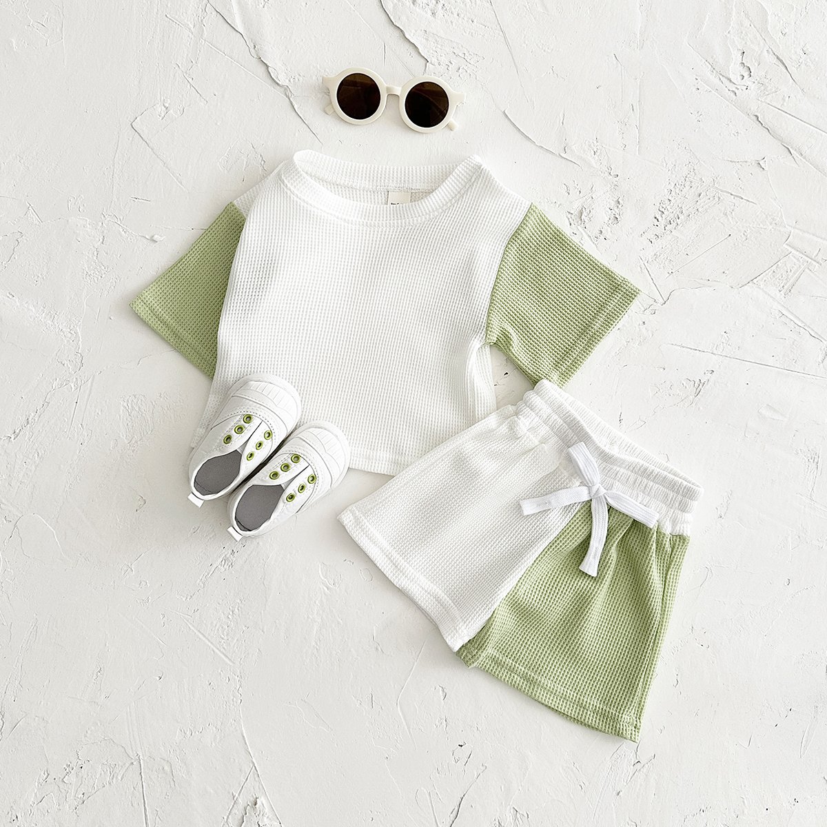New Baby Clothing Summer Newborn Boys Girls Waffle Short sleeved Short Pants Cool Boys Casual Clothing 0-3Y