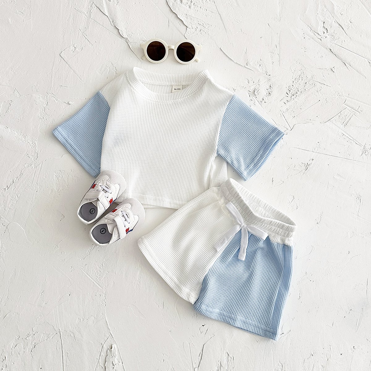 New Baby Clothing Summer Newborn Boys Girls Waffle Short sleeved Short Pants Cool Boys Casual Clothing 0-3Y