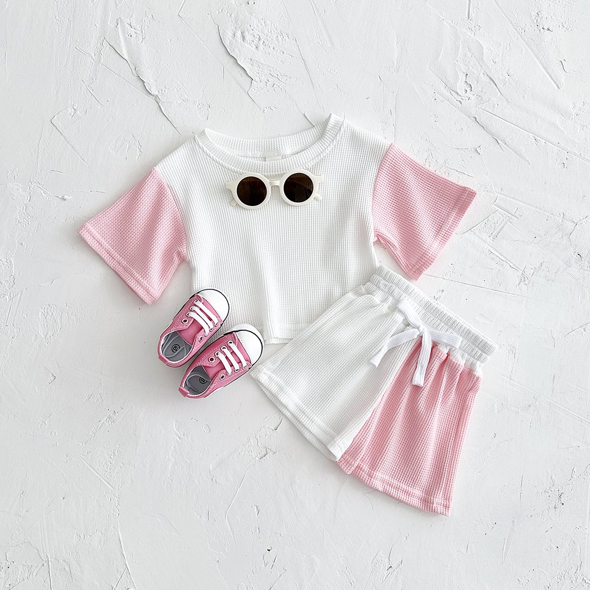 New Baby Clothing Summer Newborn Boys Girls Waffle Short sleeved Short Pants Cool Boys Casual Clothing 0-3Y