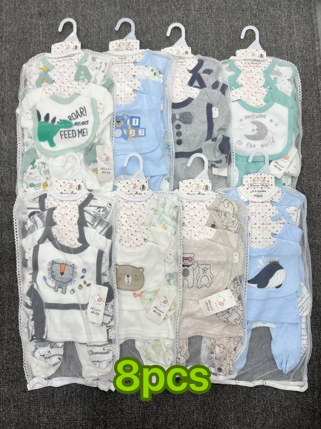 wholesale hot sale 5 in 1 new born baby gift set short sleeve romper baby onesie cotton baby 5pcs clothes clothing