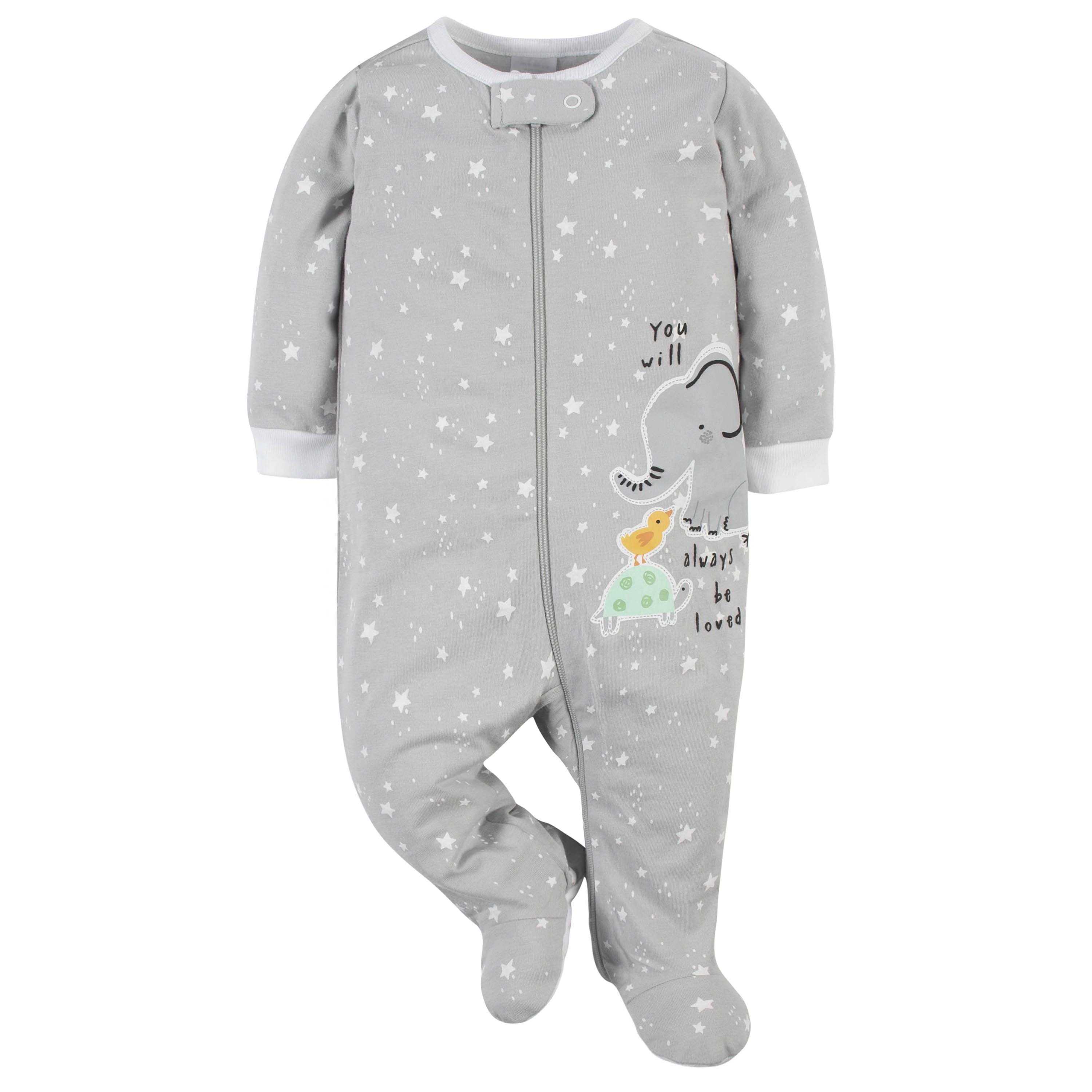 Gerber Neutral Baby Animal Sleep N Play 2-Pack Organic Cotton Clothing Sets Fashionable Sleepwear Playwear Unisex Babies Girls