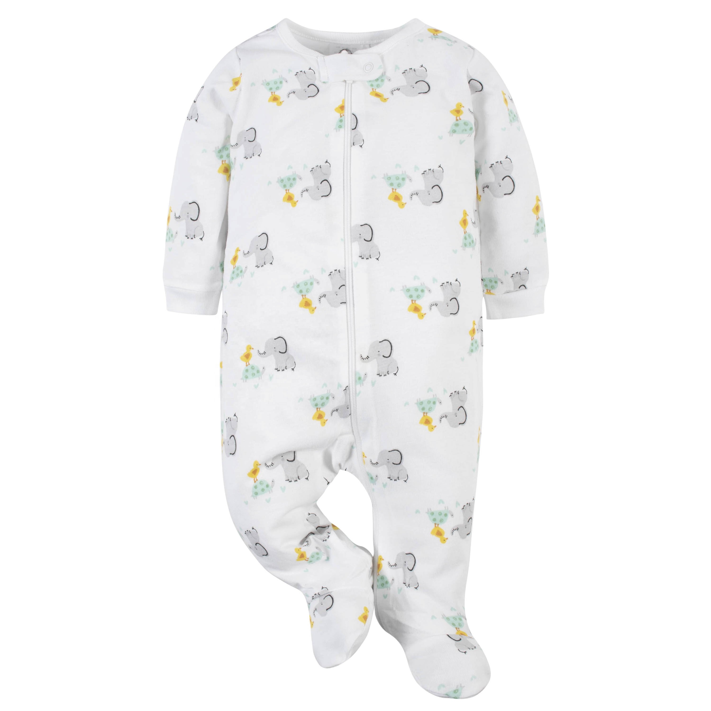 Gerber Neutral Baby Animal Sleep N Play 2-Pack Organic Cotton Clothing Sets Fashionable Sleepwear Playwear Unisex Babies Girls