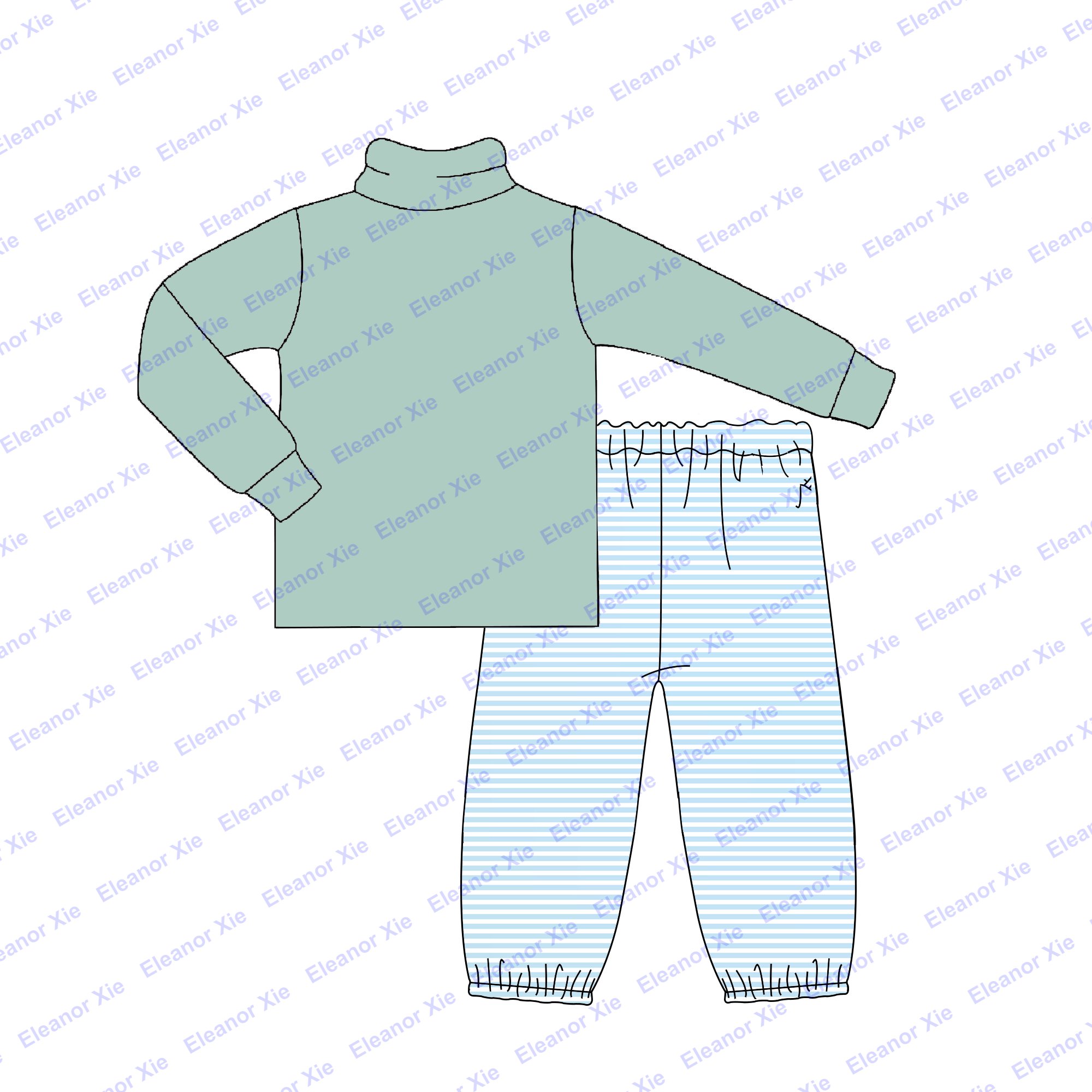 New arrival kids boy turtle neck shirt bloomer pants set winter knitted cotton toddler boys clothing sets