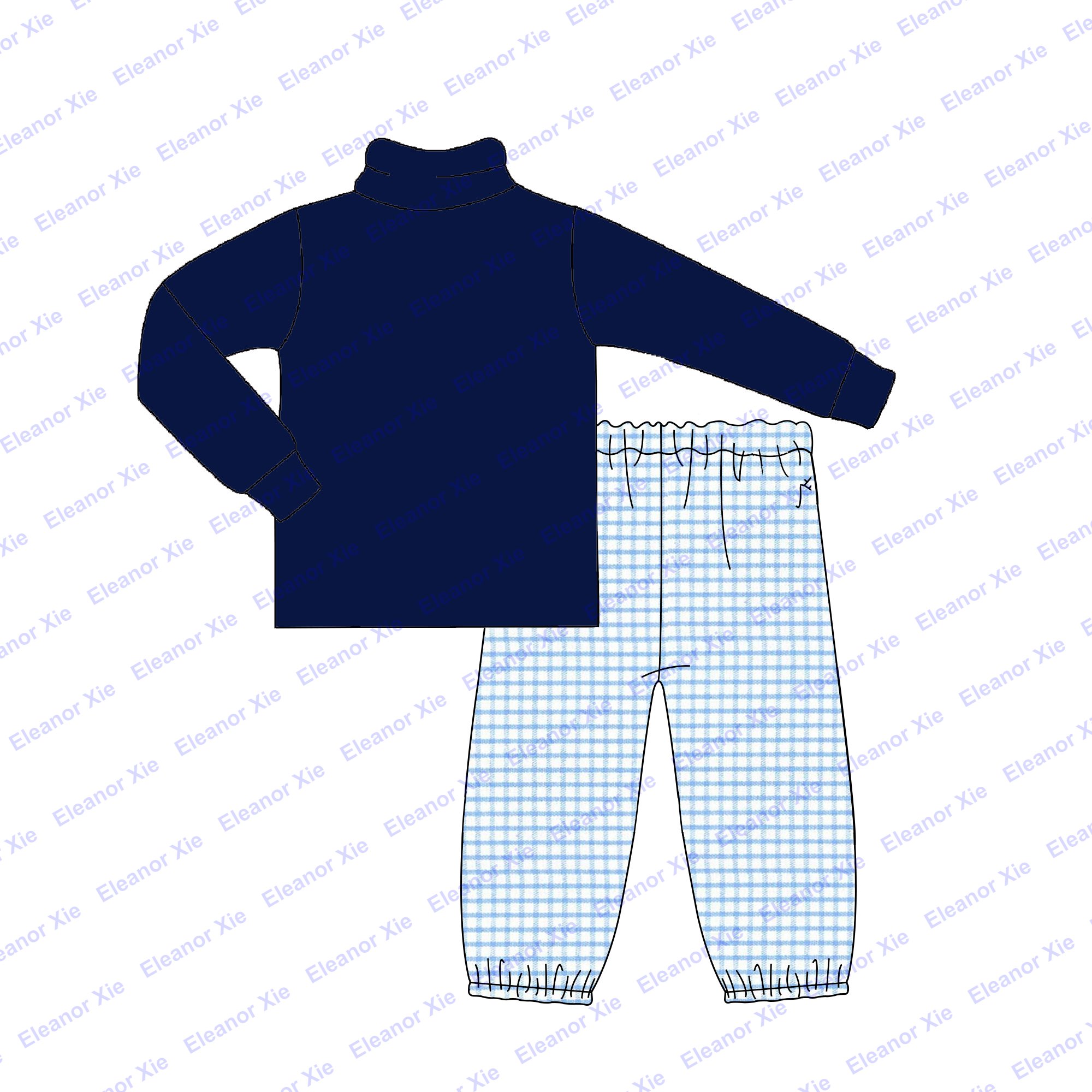 New arrival kids boy turtle neck shirt bloomer pants set winter knitted cotton toddler boys clothing sets