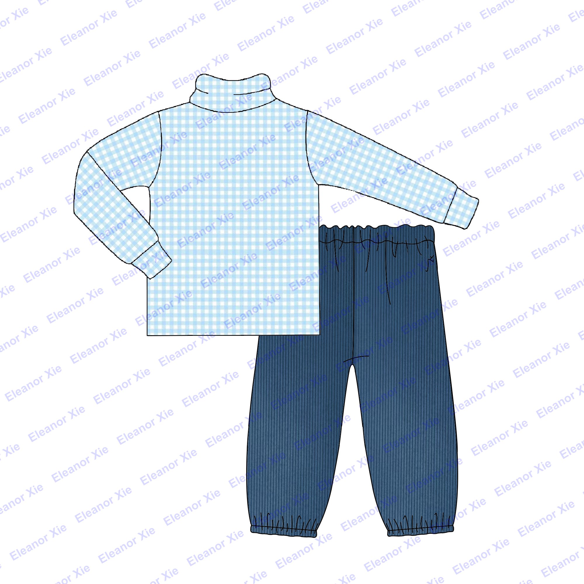 New arrival kids boy turtle neck shirt bloomer pants set winter knitted cotton toddler boys clothing sets