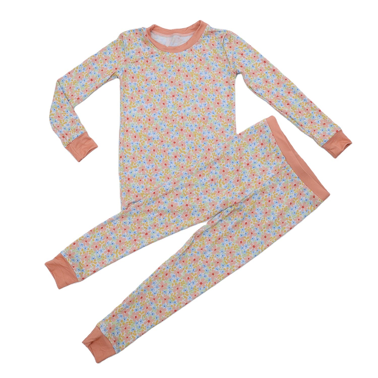 Qingli OEM Custom Kid Baby Toddler Long Sleeve Pants 95% bamboo 5% Spandex Children baby Outfit Pjs Pajamas Clothing Sets