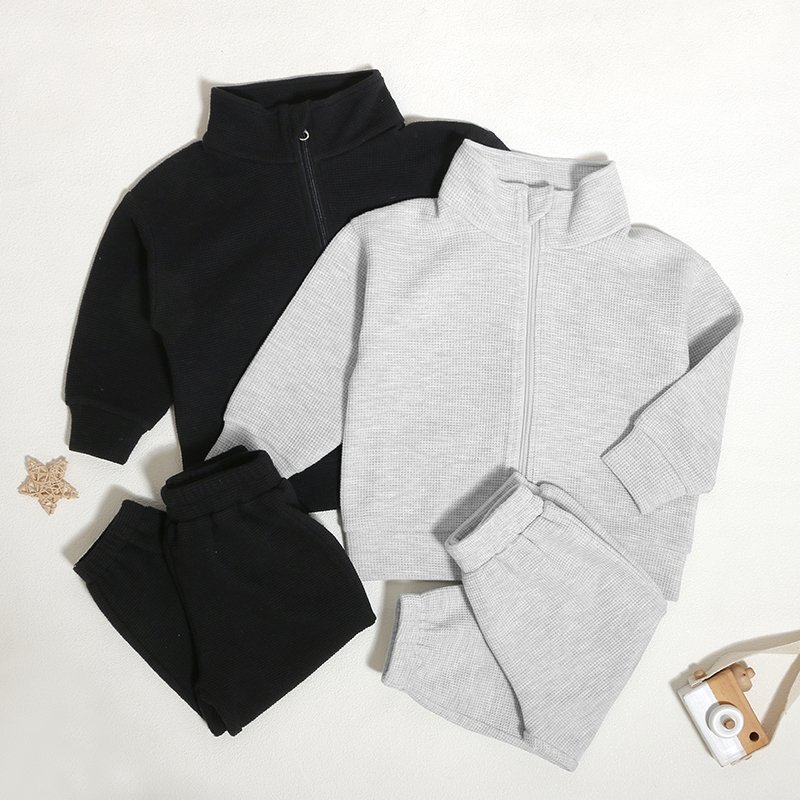 Best Selling Cotton Boy Clothes Winter Kids Sweatsuit With Zipper Long Sleeve Kids Outfits Baby Clothing Set