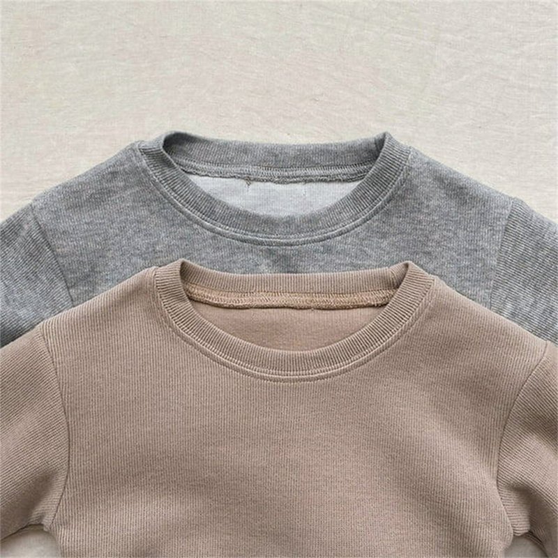Organic cotton knit rib kids sweatshirt set boy clothing sets custom kid sweatsuit children's tracksuits children's jogger sets