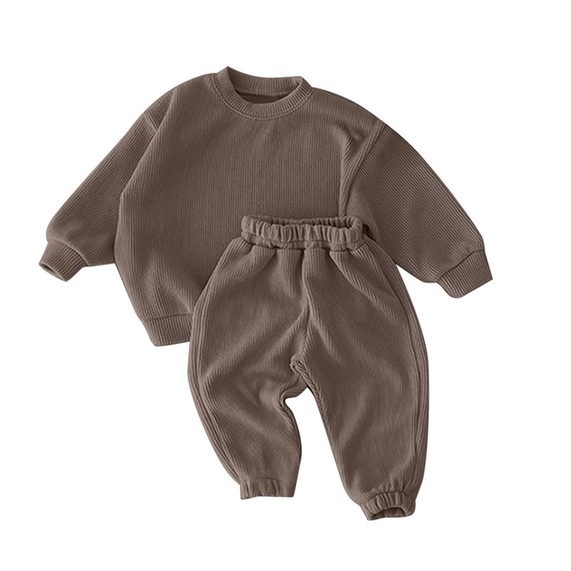 Organic cotton knit rib kids sweatshirt set boy clothing sets custom kid sweatsuit children's tracksuits children's jogger sets