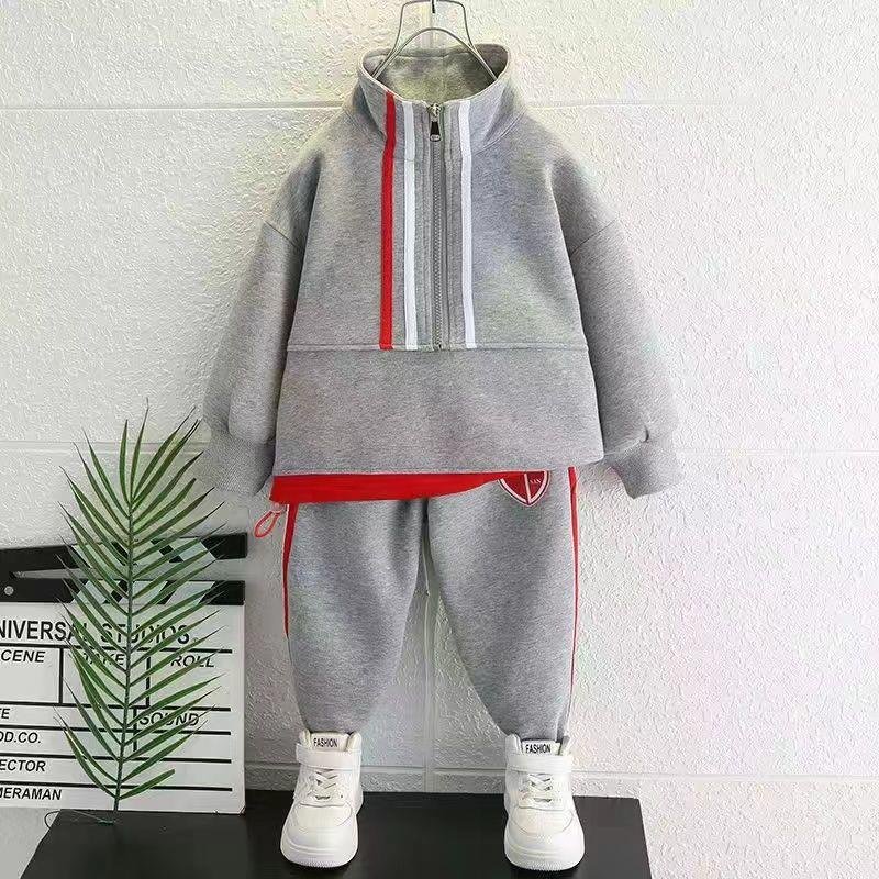 OEM Casual boys Heart Design Athletic Hoodie Clothes Sets thickened Children Sports Suit Kids Boys clothing set