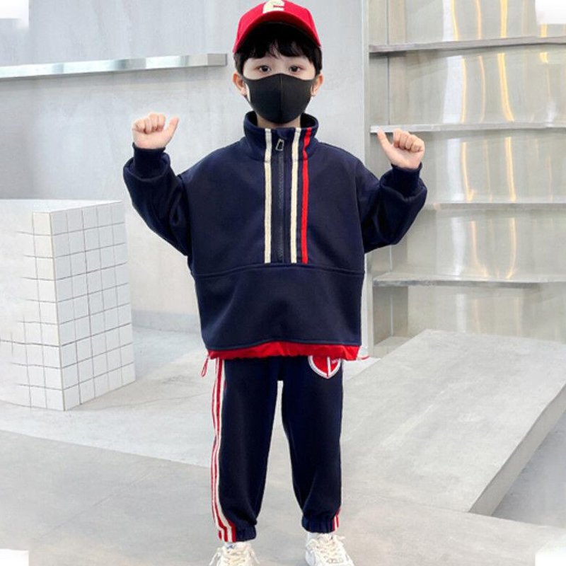 OEM Casual boys Heart Design Athletic Hoodie Clothes Sets thickened Children Sports Suit Kids Boys clothing set